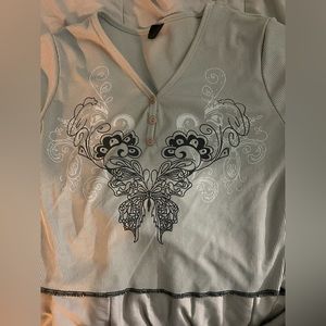 Shein size m grey shirt with white and black design